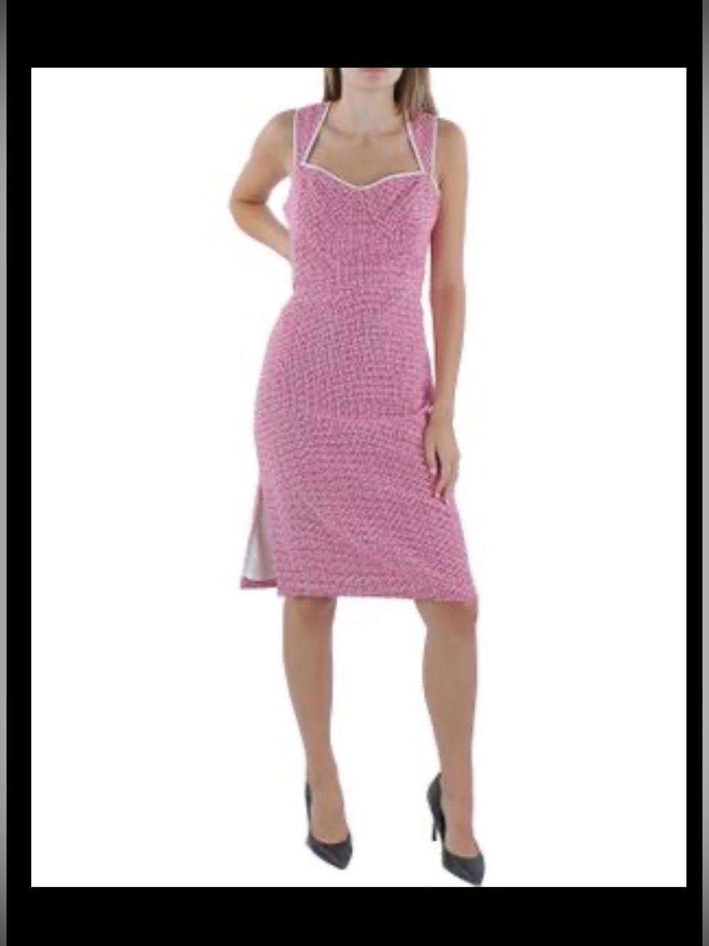 Nicole Miller Textured Pink and White Midi Dress